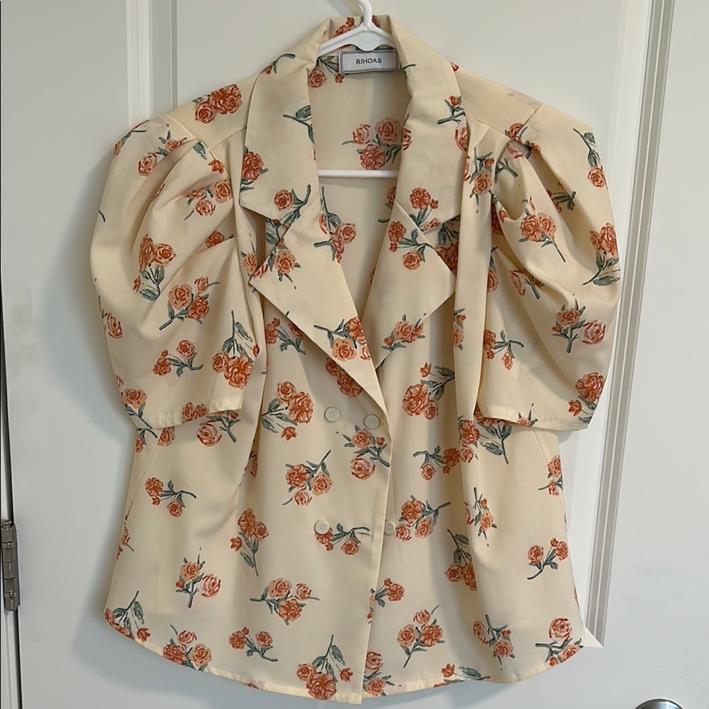 Rihoas Floral Puff Sleeve Blouse